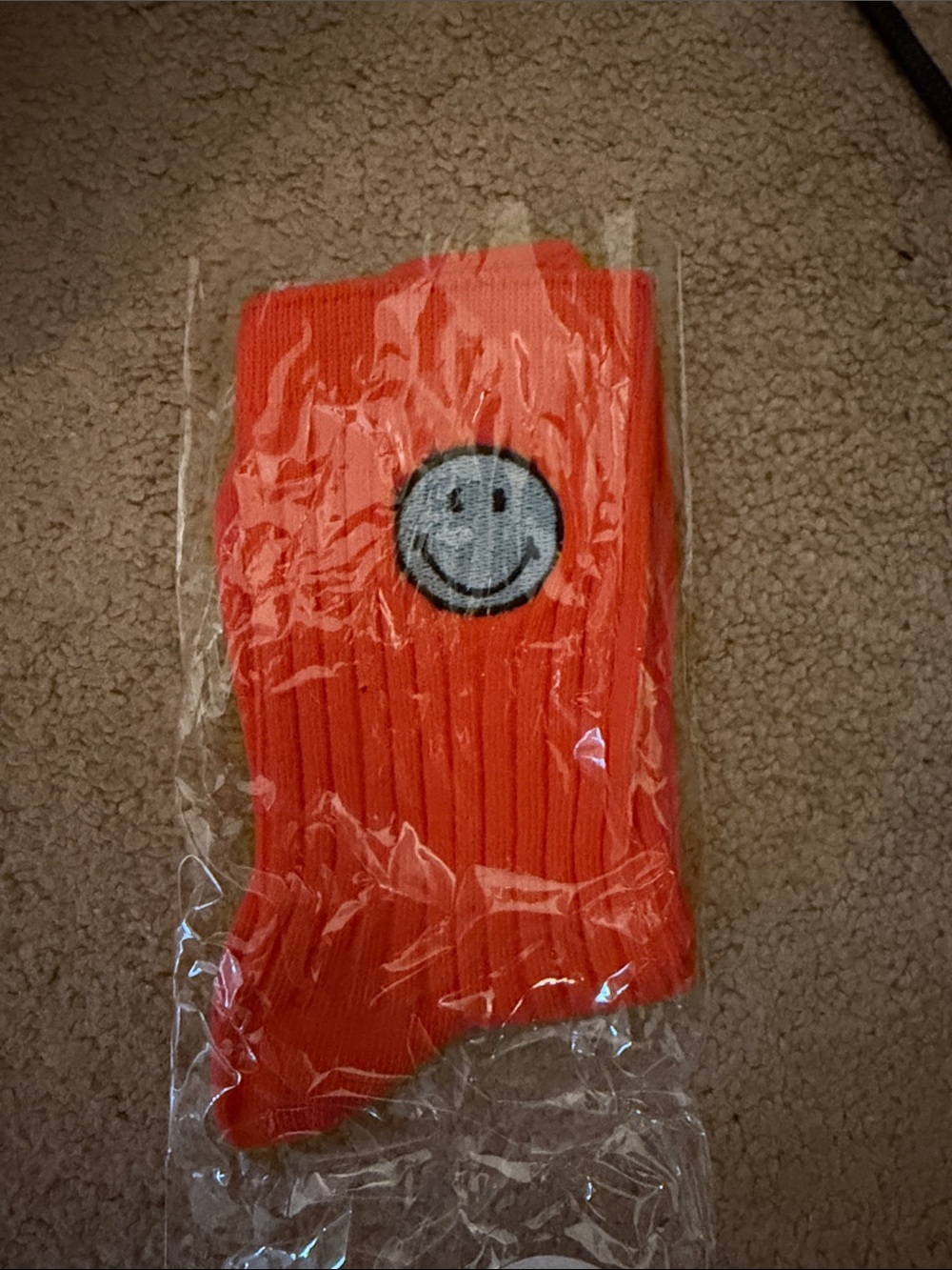 NWT Orange Smiley Crew Socks - OS